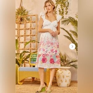 Emily Wonder Sleeveless Floral Swiss Dot Dress